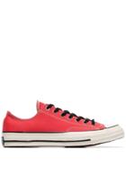 Converse Red Eyelet Detail Low-top Cotton Sneakers