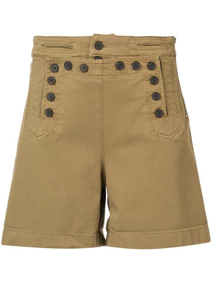 A.l.c. High Waisted Button Shorts - Brown