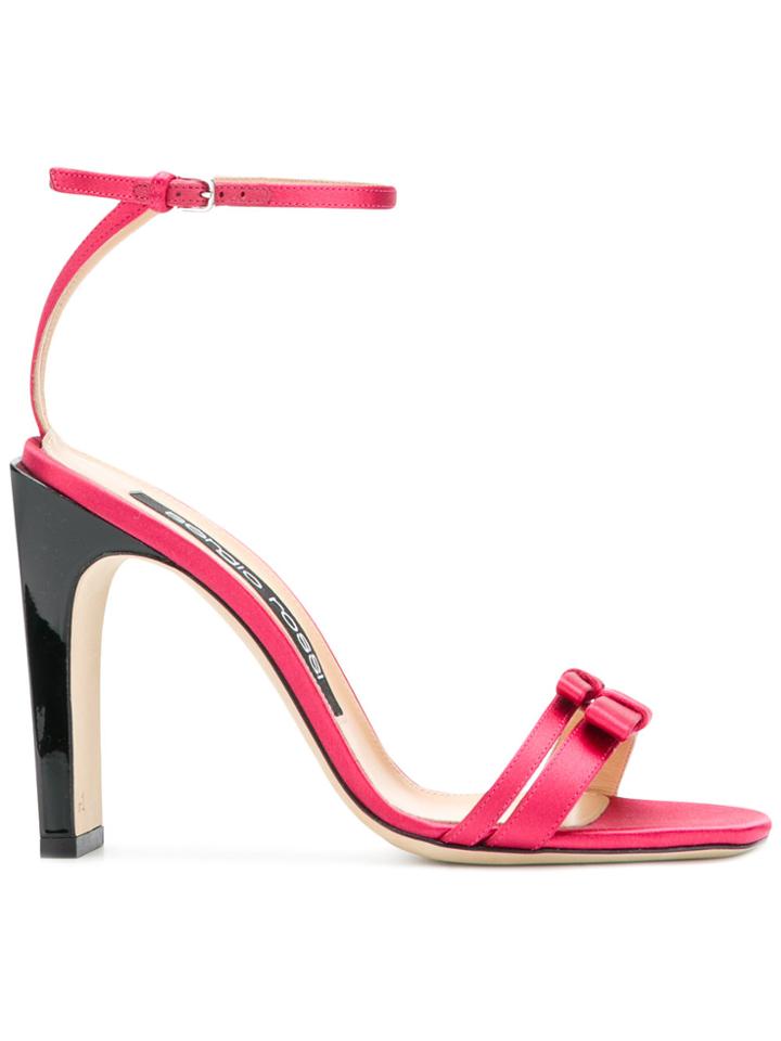 Sergio Rossi Double Bow Strap Sandals - Pink & Purple
