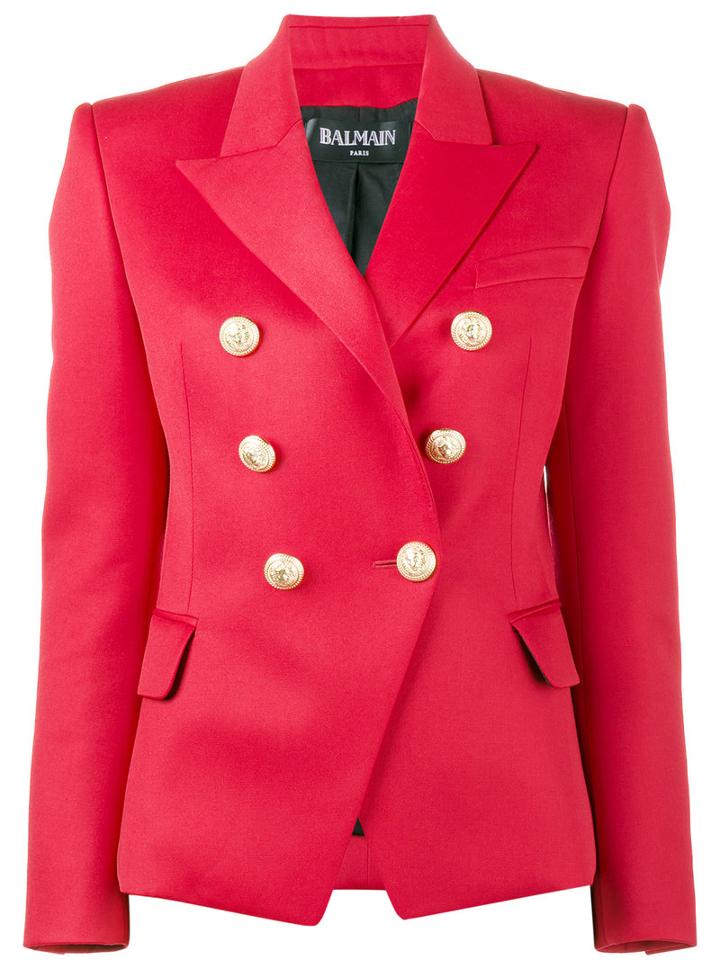 Balmain - Double Breasted Blazer - Women - Cotton/viscose/wool - 34, Women's, Red, Cotton/viscose/wool