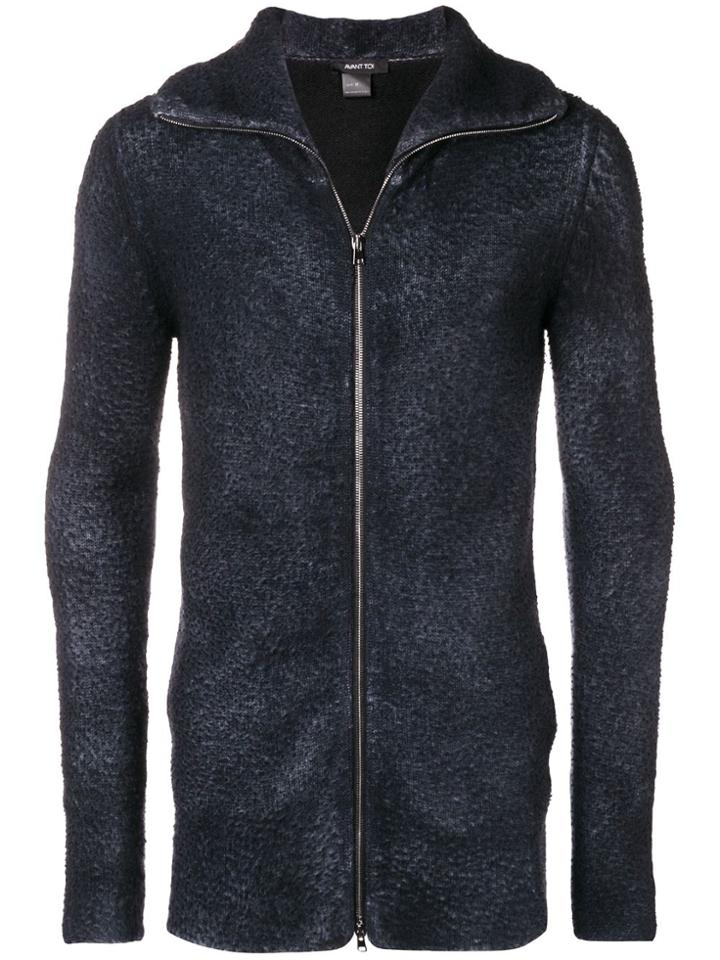 Avant Toi Fuzzy Knit Jacket - Blue