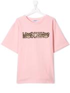 Moschino Kids Leopard Logo T-shirt - Pink