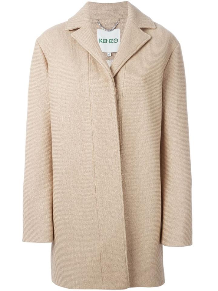 Kenzo Single Breasted Coat, Women's, Size: 40, Nude/neutrals, Polyamide/cotton/polyester