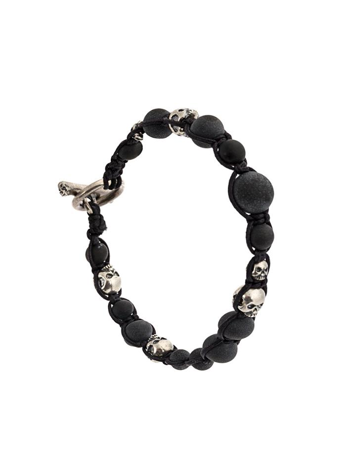 Tobias Wistisen Macrame Skull Beaded Bracelet - Black