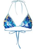 La Perla Floral Rhapsody Triangle Bikini Bra - Blue
