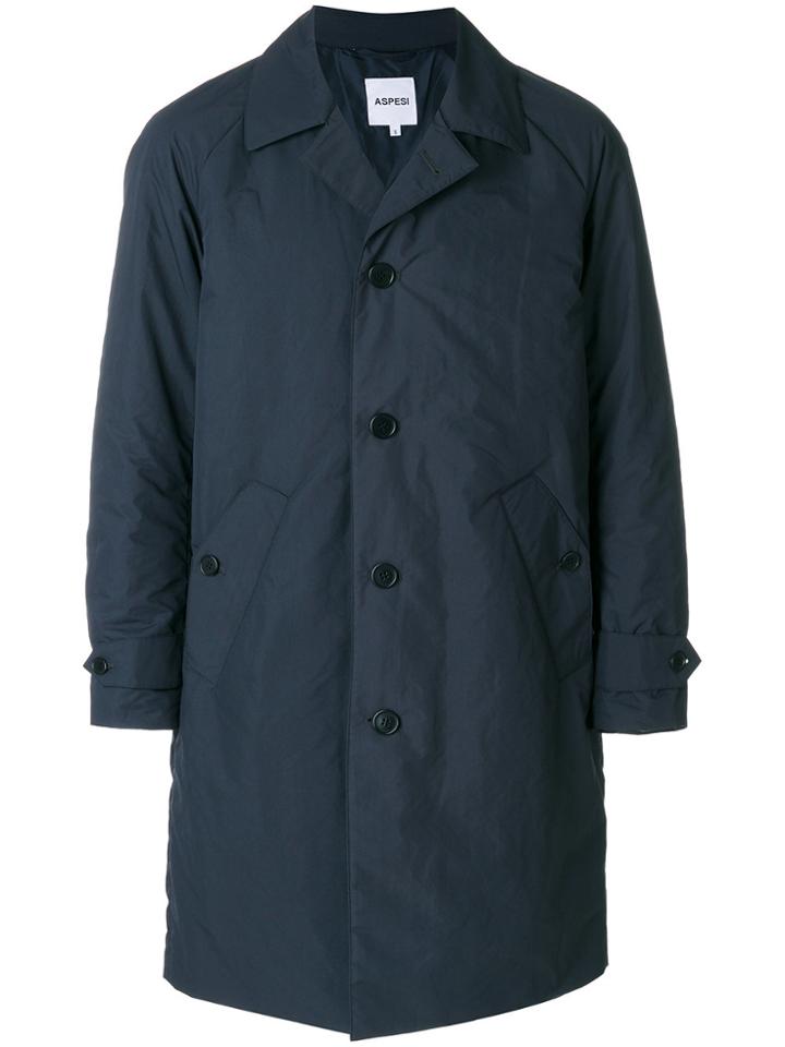 Aspesi Straight Single-breasted Coat - Blue