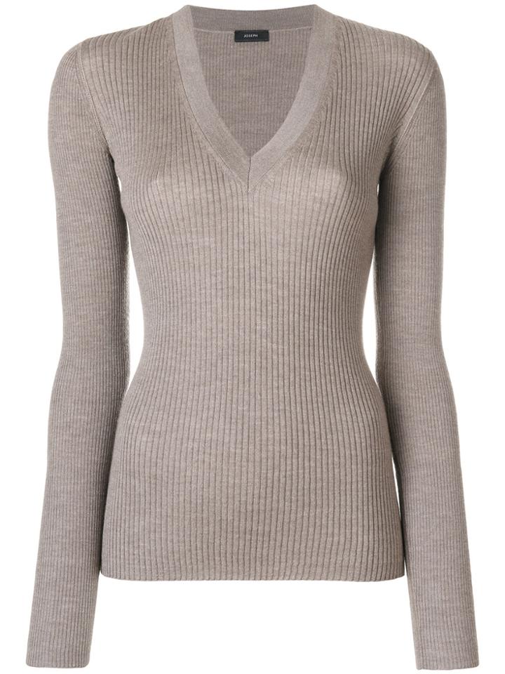 Joseph V-neck Ribbed Jumper - Nude & Neutrals