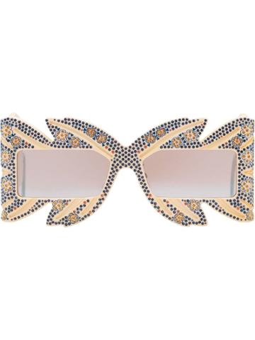 Gucci Eyewear Limited Edition Mask Sunglasses With Crystals - White