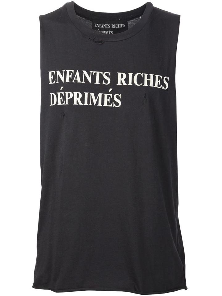 Enfants Riches Deprimes Distressed Logo Tank, Men's, Size: Small, Black, Cotton