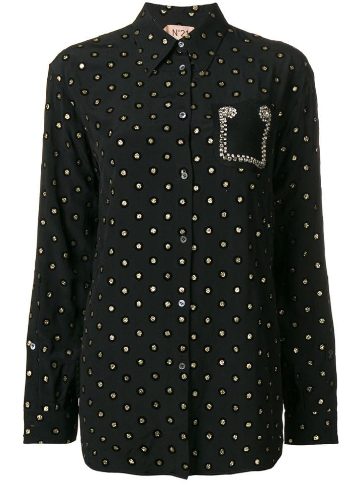 No21 Glitter Circles Blouse - Black
