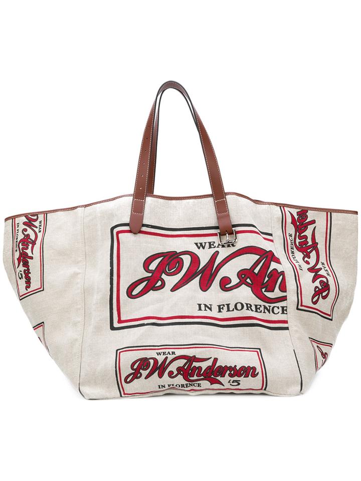 Jw Anderson Oversized Slogan Tote Bag - Nude & Neutrals