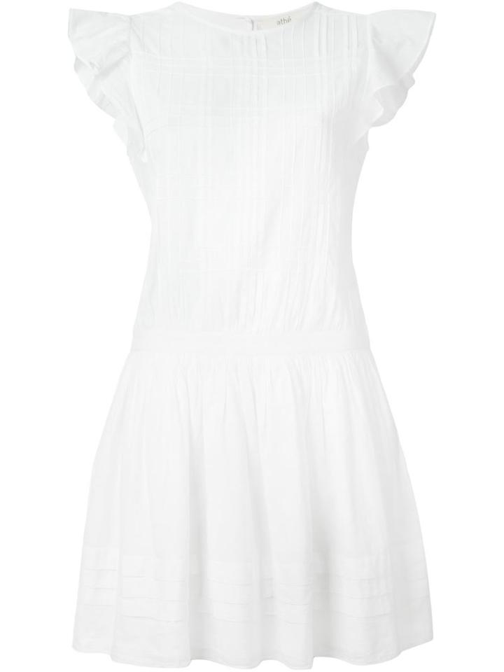 Vanessa Bruno Athé Ruffled Sleeve Flared Dress, Women's, Size: 34, White, Cotton