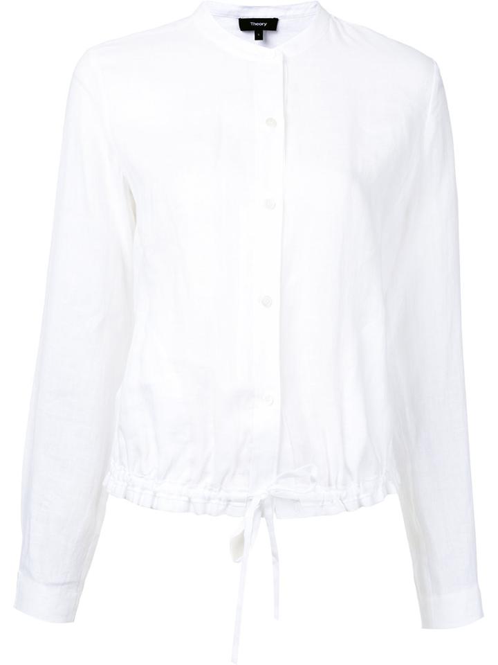 Theory - Ruffled Seam Drawstring Shirt - Women - Linen/flax - 4, White, Linen/flax