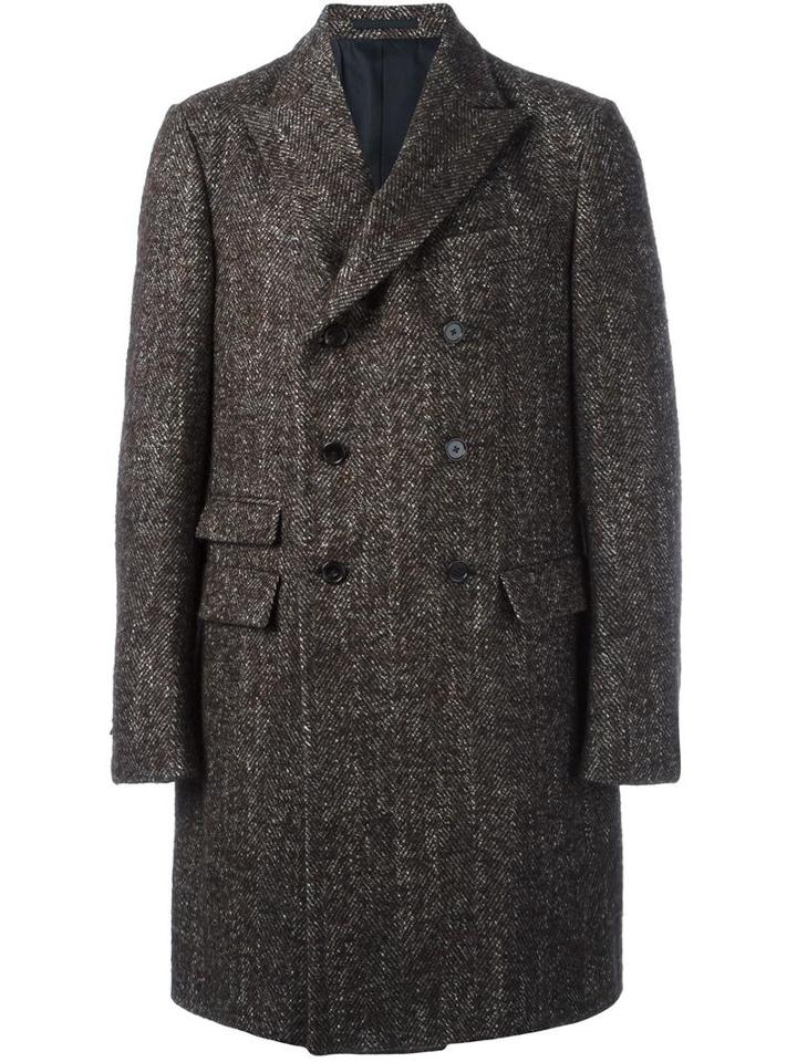 Ermenegildo Zegna Double Breasted Coat, Men's, Size: 52, Brown, Wool/alpaca/mohair/cupro