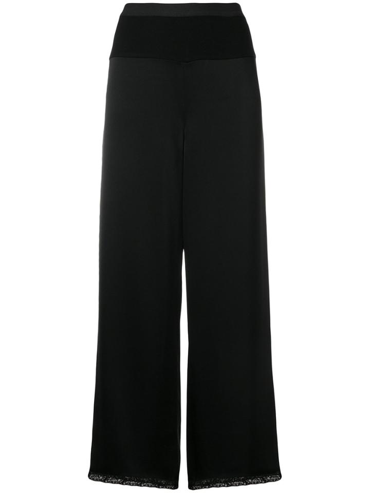 T By Alexander Wang Cropped Lace Trim Trousers - Black