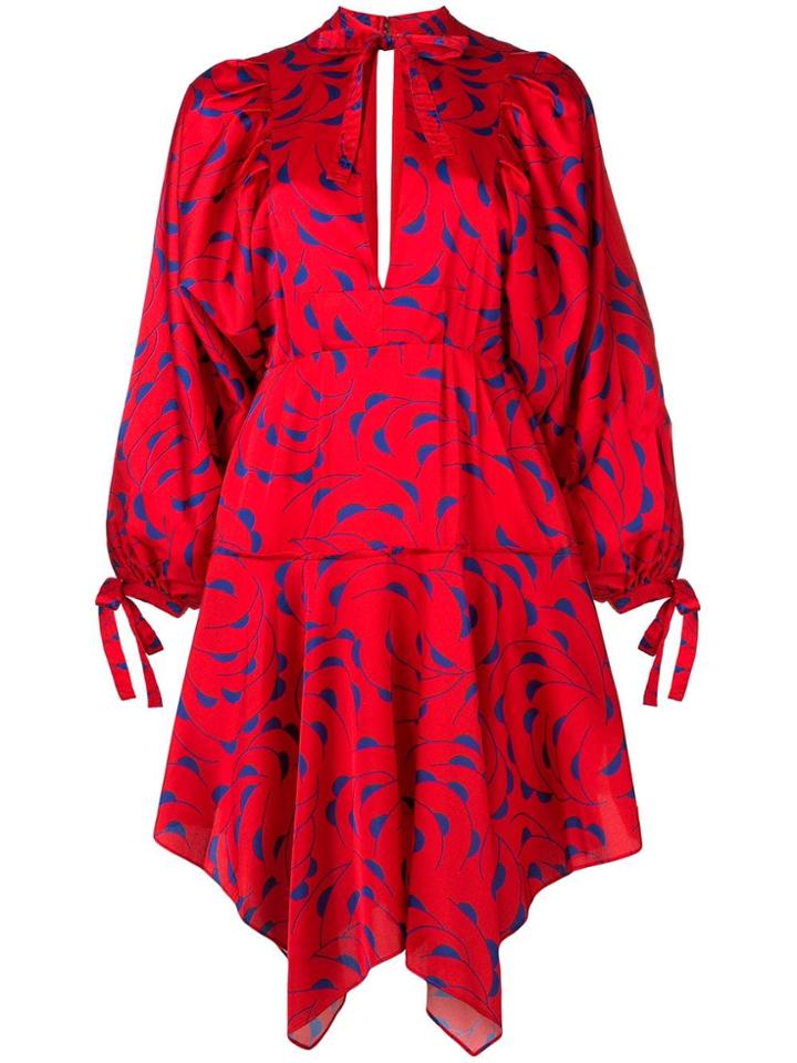 Self-portrait Printed Asymmetric Dress - Red