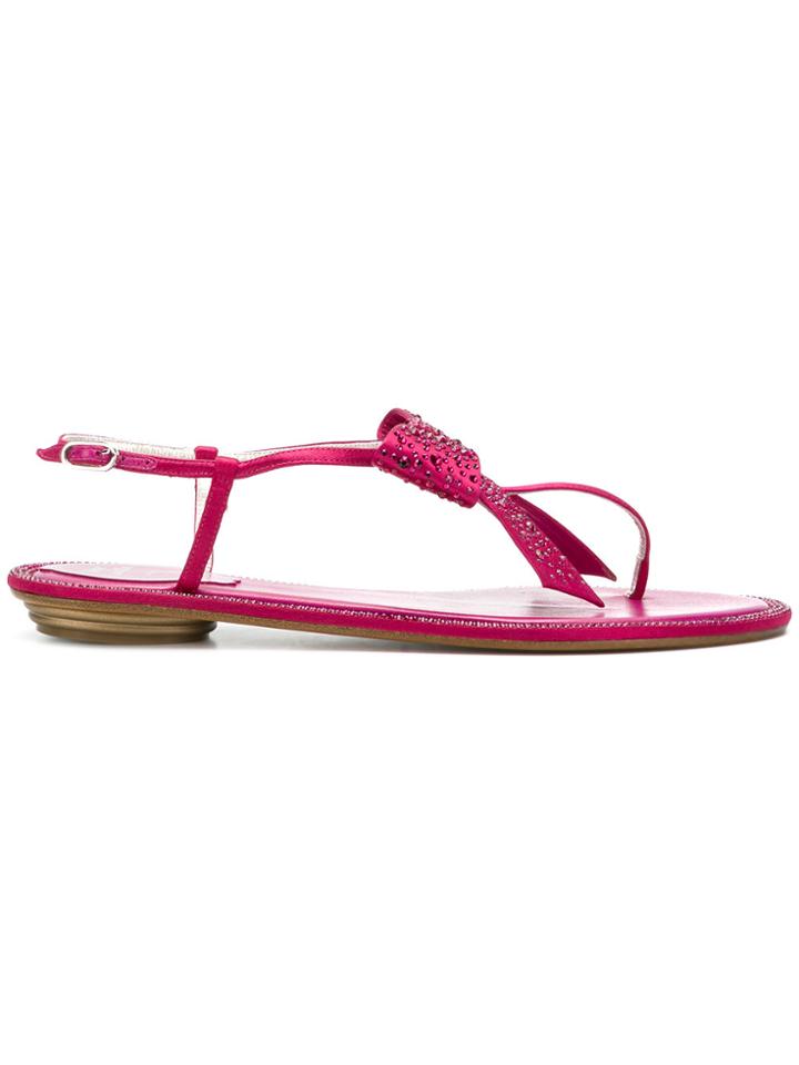 René Caovilla Jewelled Sandals - Pink & Purple