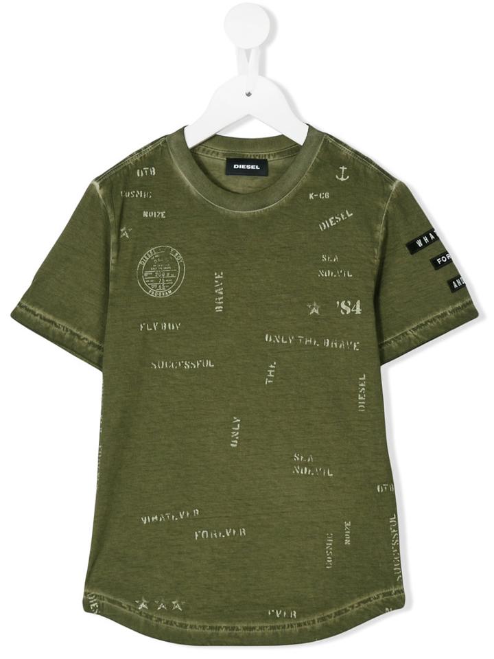 Diesel Kids - Printed T-shirt - Kids - Cotton - 8 Yrs, Green