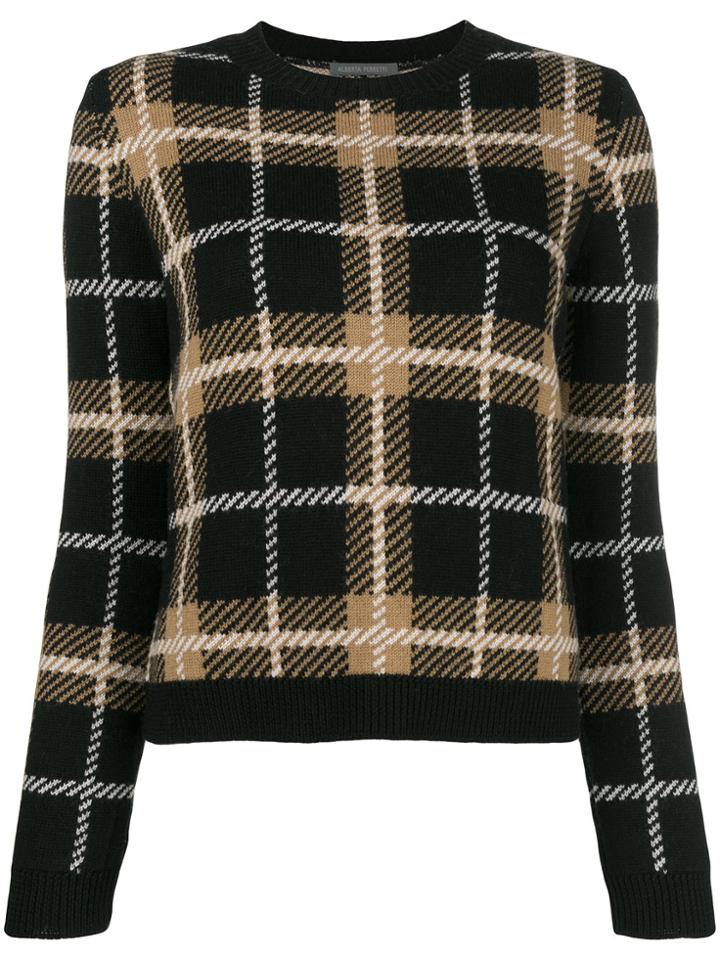 Alberta Ferretti Plaid Fitted Sweater - Black