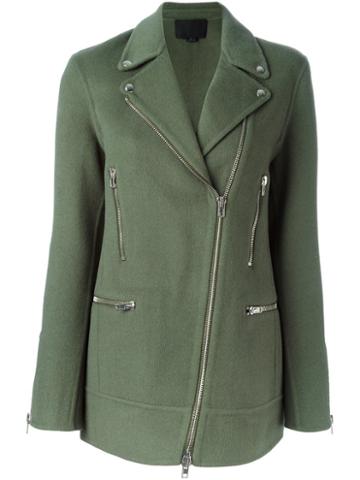 Alexander Wang Asymmetric Zip Coat, Women's, Size: 2, Green, Polyester/rayon/wool