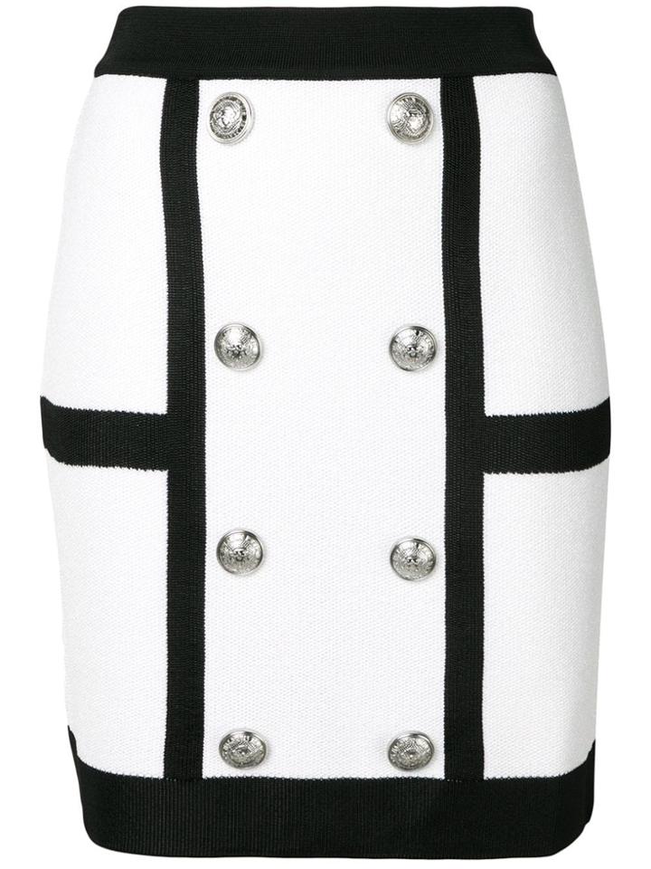 Balmain Double Breasted Mini Skirt - White