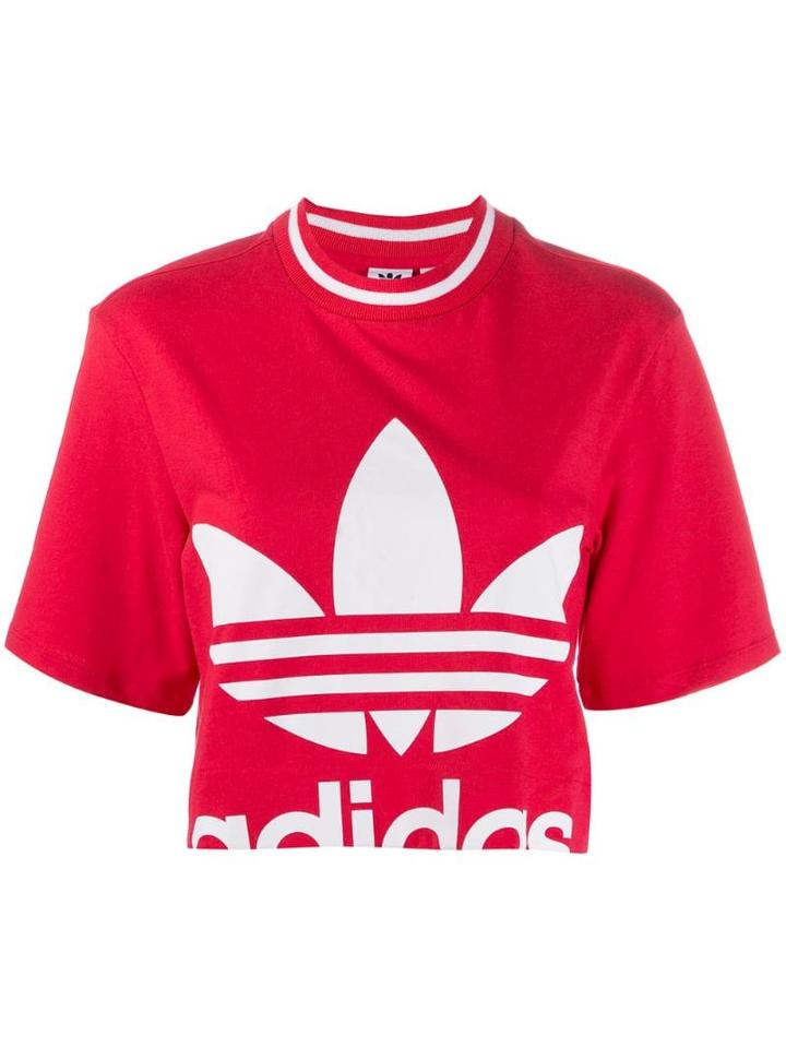 Adidas Logo Print Cropped T-shirt - Pink