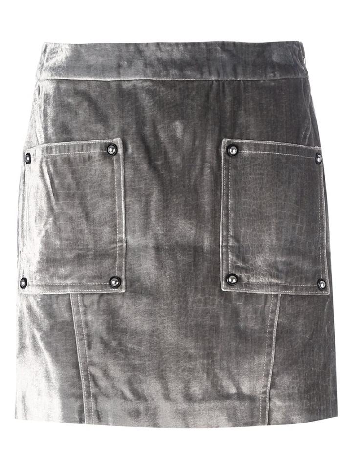 Opening Ceremony Pocket Detail Short Skirt, Women's, Size: 4, Grey, Silk/cotton/polyester/viscose