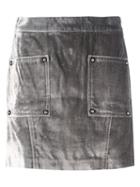 Opening Ceremony Pocket Detail Short Skirt, Women's, Size: 4, Grey, Silk/cotton/polyester/viscose