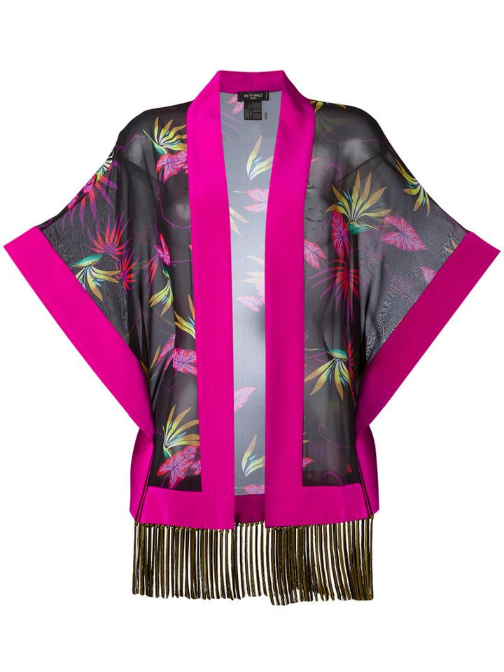 Etro Printed Poncho, Women's, Pink/purple, Silk/acetate