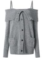 Prada Oversized Off-the-shoulder Cardigan - Grey
