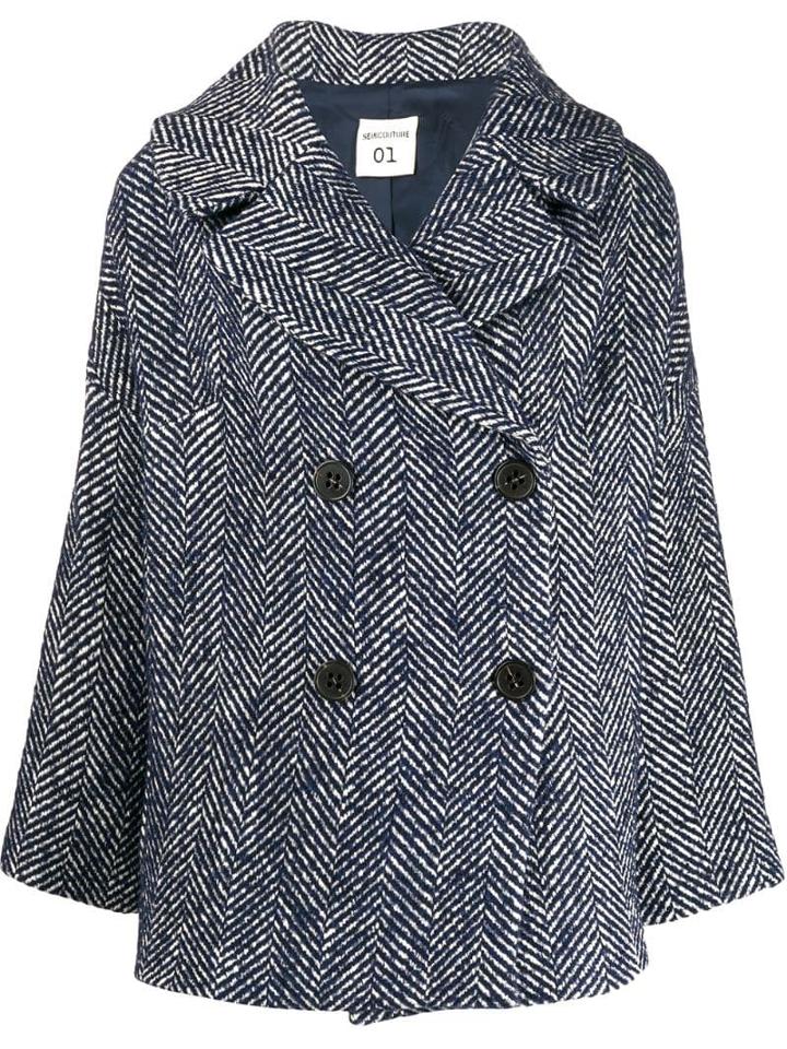 Semicouture Herringbone Print Coat - Blue