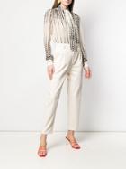 Giambattista Valli Embroidered Detailed Cropped Trousers - Neutrals