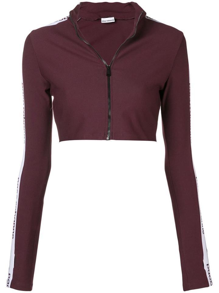Paco Rabanne Logo Side Stripe Cropped Track Top - Pink