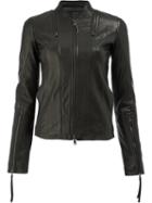 Ilaria Nistri Zip Detail Leather Jacket, Women's, Size: 42, Black, Linen/flax/lamb Skin/cupro