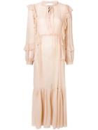 Semicouture Florence Ruffle Long Dress - Nude & Neutrals