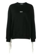 Msgm Oversized Fringed Sweatshirt - Black