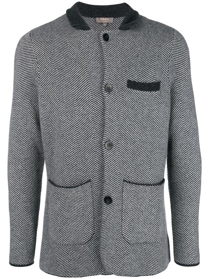 N.peal Herringbone Cardigan - Grey