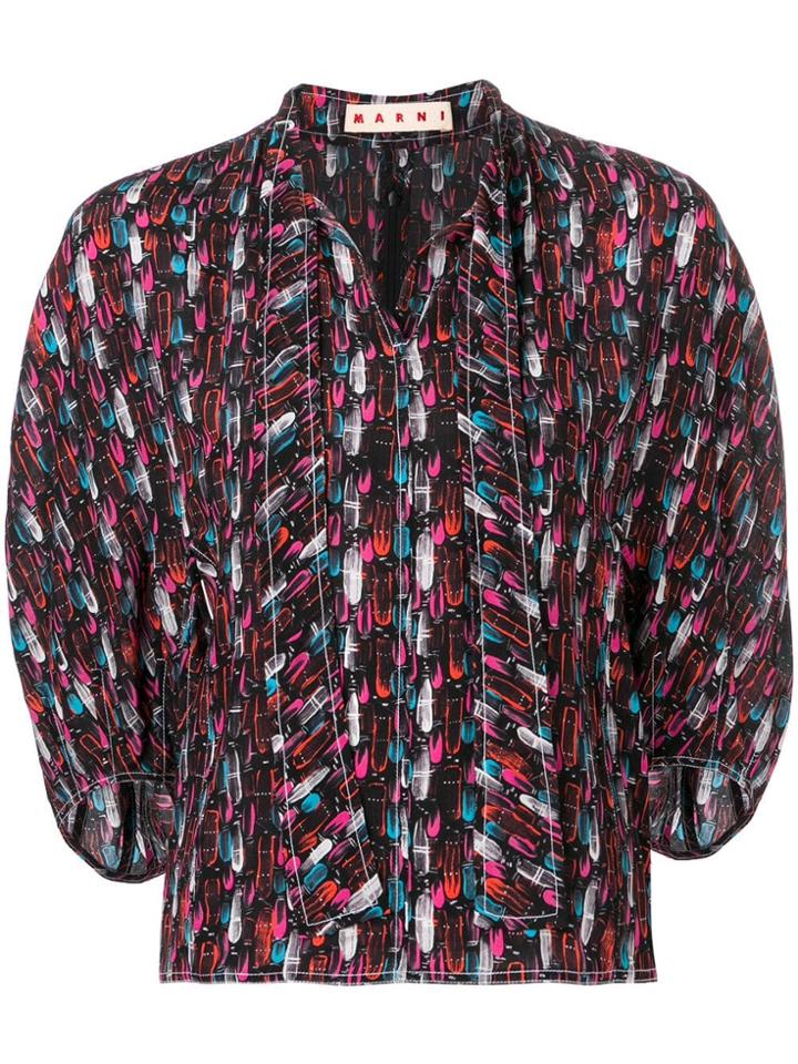 Marni Brush Stroke Print Blouse - Black