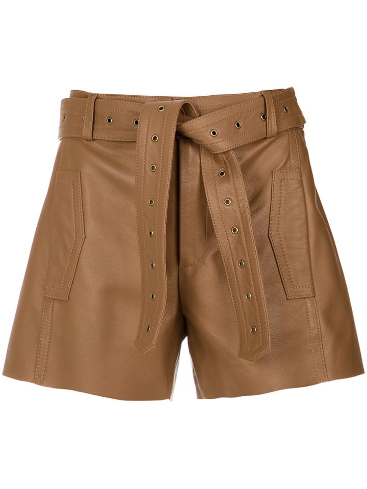 Nk Leather Shorts - Brown