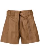 Nk Leather Shorts - Brown