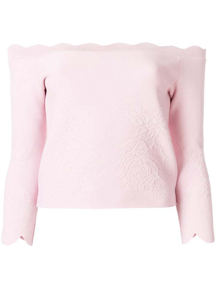 Alexander Mcqueen Scallop-hem Off Shoulder Top - Pink & Purple
