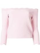 Alexander Mcqueen Scallop-hem Off Shoulder Top - Pink & Purple