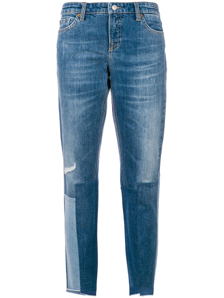 Cambio Patchwork Detail Jeans - Blue