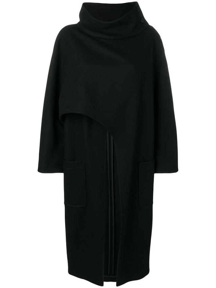 Alberta Ferretti Asymmetric Lose Cape Coat - Black