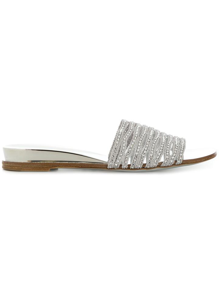 Casadei Bead Detail Mules - Metallic