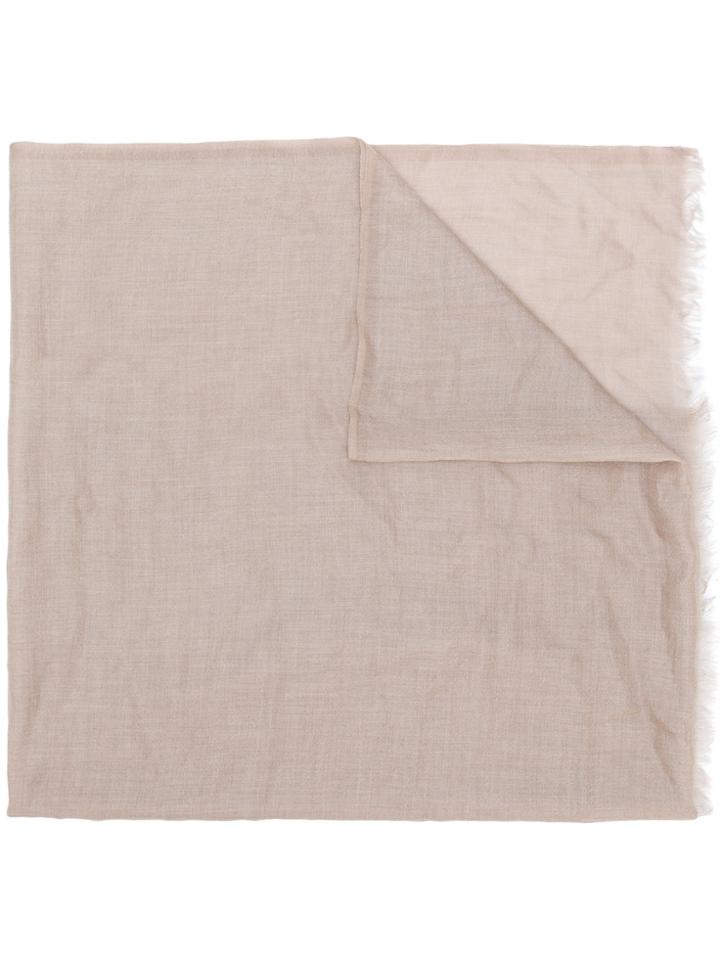 Eleventy Frayed Hem Plain Scarf - Nude & Neutrals