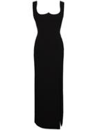 Versace Silk Column Gown With Slit And Cut Out Back - Black