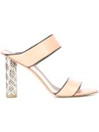 Dvf Diane Von Furstenberg Snake Embossed Heel Sandals - Pink & Purple