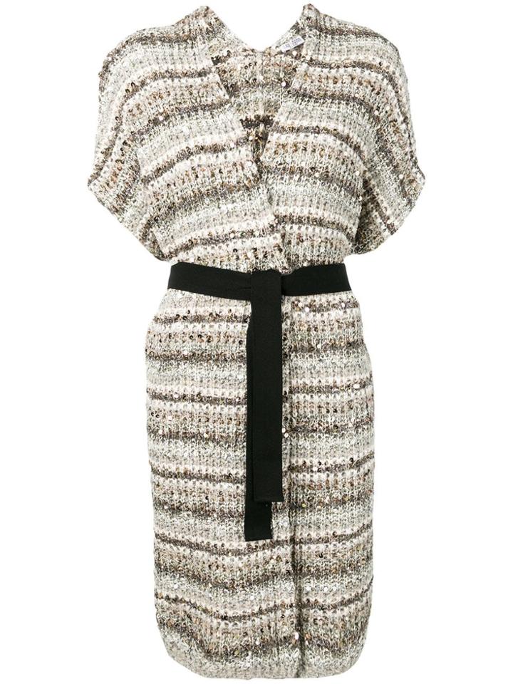 Brunello Cucinelli Knitted Short Sleeve Cardigan - Neutrals