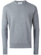Ami Alexandre Mattiussi Horizontal Rib Sweater, Men's, Size: Small, Grey, Merino